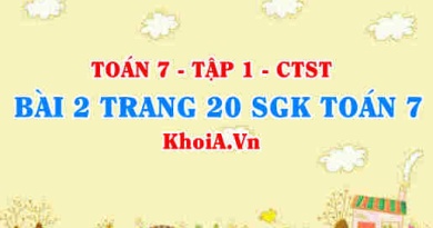 Bài 2 trang 20 SGK Toán 7 tập 1 Chân trời sáng tạo